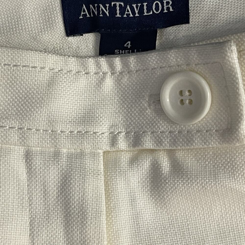 Ann Taylor Women’s White Lined Straight Dress Cotton Pants Twill - Picture 9 of 16